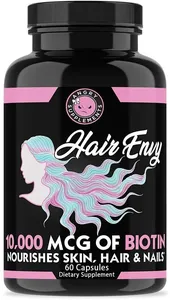 美國 Angry Supplements羨慕秀髮10,000 mcg生物素(Biotin)和角蛋白(Keratin)，生長+滋潤秀發，增強濃密的指甲，清潔和滋養皮膚–受損和稀疏頭髮的自然療法 (60粒)