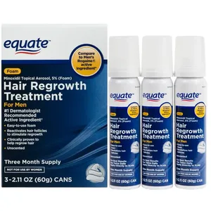 美國 Walmart Equate Minoxidil 5% 男士生髮 (泡沫裝 Foam) ，一盒3支 – 共 3個月份量 (美國代購) 縮圖