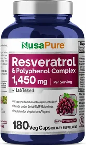美國 NusaPure 白藜蘆醇+多酚複合逆齡配方 1450mg (180粒裝/90日份) | 添加維他命C 抗氧美肌 護心血管 提神免疫力