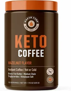 美國 RAPIDFIRE Keto Coffee 生酮咖啡三合一 速溶防彈咖啡 225g (7.93 Ounce) 含MCT油 (榛子味) - Beauty Xtreme