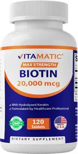 Vitamatic 超高濃度生物素 Biotin 20,000 mcg ＋ 水解角蛋白護髮護甲膠囊（120粒膠囊 | 4個月份量） 縮圖