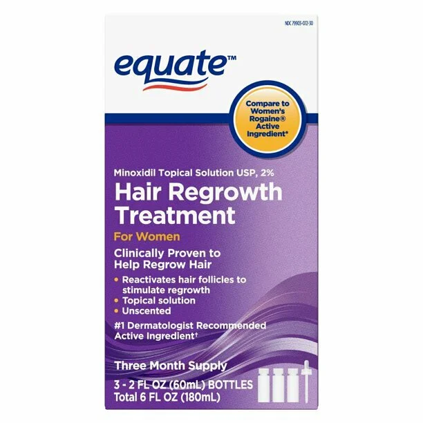 美國 Walmart Equate Minoxidil 2% 女士生髮水 一盒三支 x 60ml – 共 3個月份量 (美國代購) - Beauty Xtreme