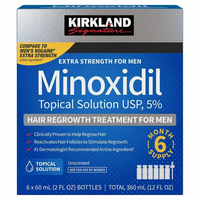 美國 Kirkland Minoxidil 5% 男士生髮水 一盒六支 x 60ml – 共 6個月份量 (美國代購) - Beauty Xtreme
