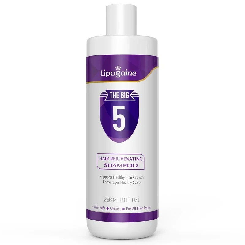 美國 Lipogaine 力魄健 Big 5 生髮 防脫髮 高級有機洗髮水 (236 ML)，適用於所有類型的男女髮質, 適合稀疏和斷裂頭髮, 注入生物素(Biotin)，咖啡因，摩洛哥堅果油 (Argan oil)，蓖麻油和鋸棕櫚 (Saw palmetto) - Beauty Xtreme