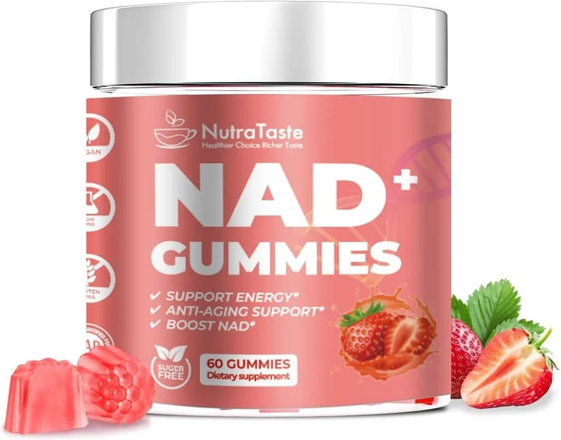 美國 NUTRATASTE NAD⁺ 逆齡抗老軟糖 1000mg (60粒裝/草莓味) | 專利 NR 煙醯胺核糖苷 白藜蘆醇 無糖純素 提神消除腦霧 - Beauty Xtreme