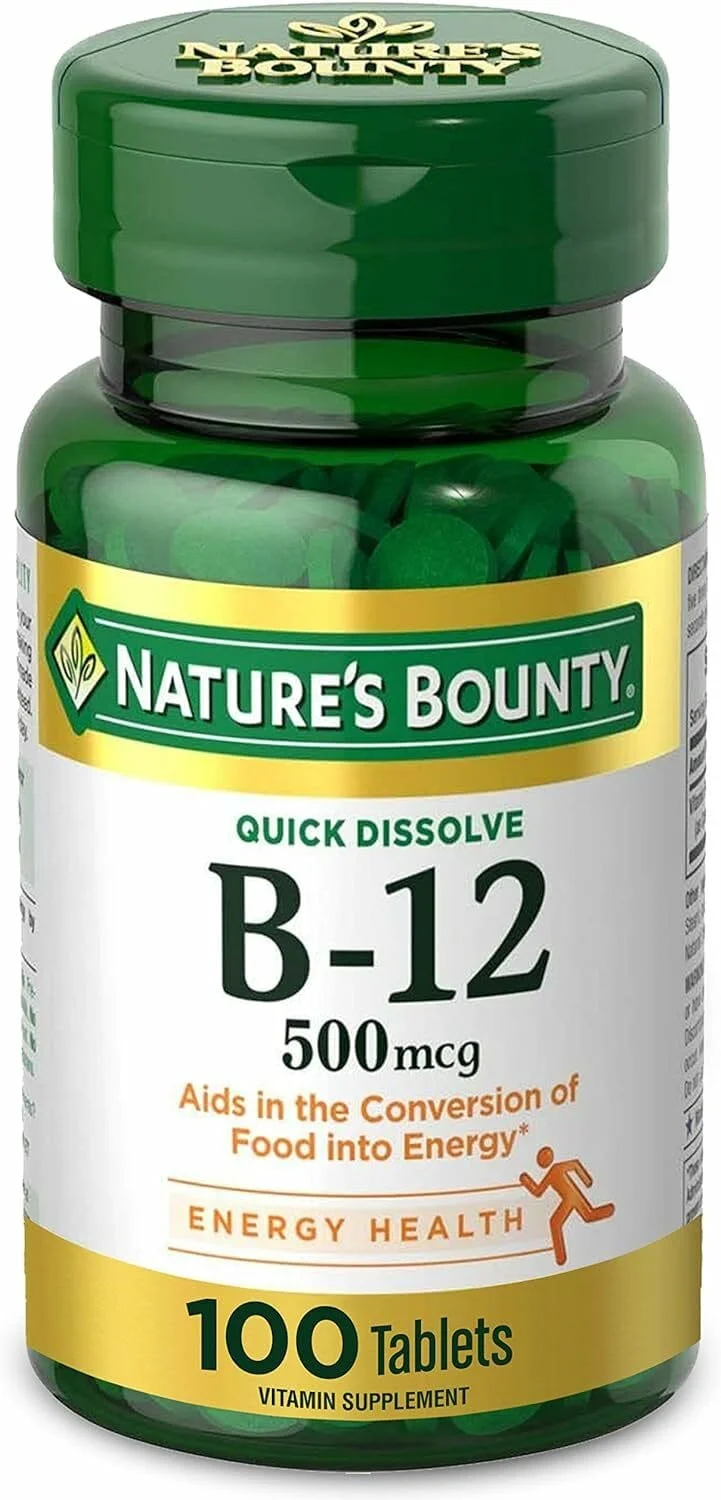 美國 Nature's Bounty 自然之寶維他命 B12 (500mcg 100片裝) | 快速溶解片劑 天然櫻桃味 提神抗疲勞 促進代謝 - Beauty Xtreme