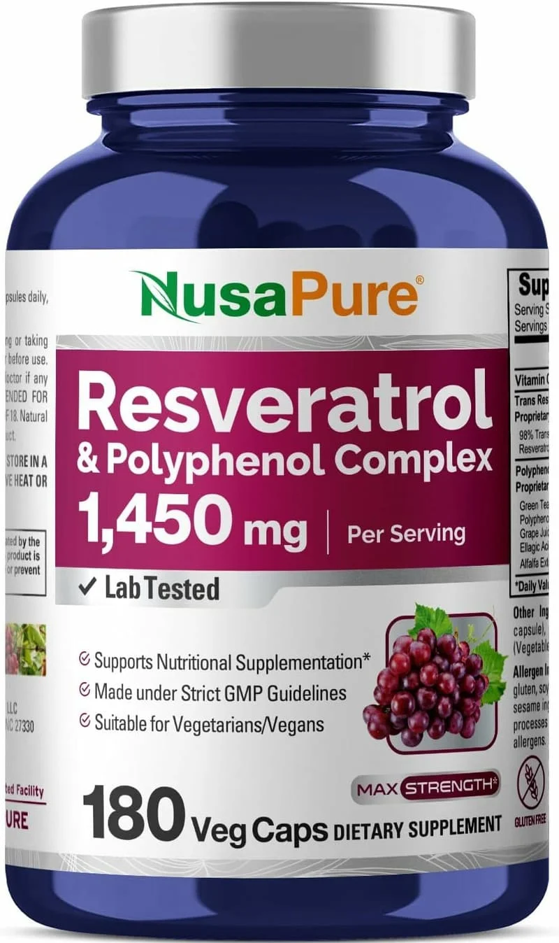 美國 NusaPure 白藜蘆醇+多酚複合逆齡配方 1450mg (180粒裝/90日份) | 添加維他命C 抗氧美肌 護心血管 提神免疫力 - Beauty Xtreme