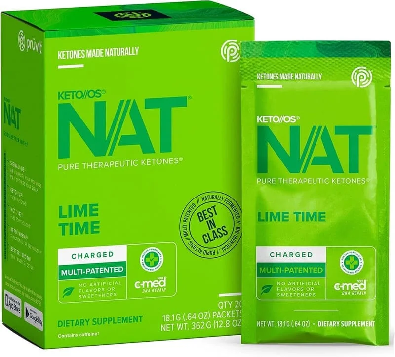 美國 Pruvit KETO//OS® NAT™ 青檸味外源生酮飲 (20包裝/含咖啡因) | 59分鐘極速入酮 獨家專利N8配方 燃脂提神 - Beauty Xtreme
