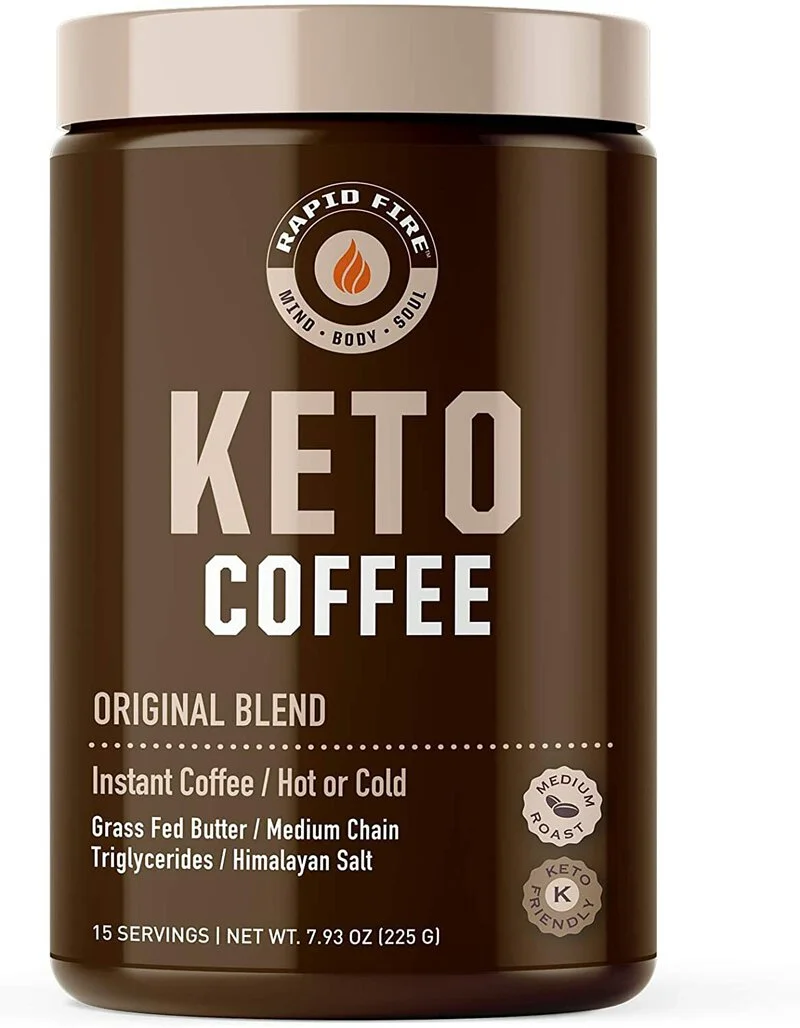 美國 RAPIDFIRE Keto Coffee 生酮咖啡三合一 速溶防彈咖啡 225g (7.93 Ounce) 含MCT油 (原味) - Beauty Xtreme