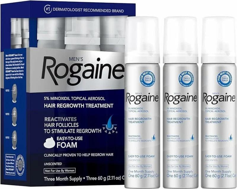 美國 倍健(落建) Rogaine Foam 5% Minoxidil 男士生髮泡沫裝盒裝3支 – 共 3 個月用量 (美國代購) - Beauty Xtreme