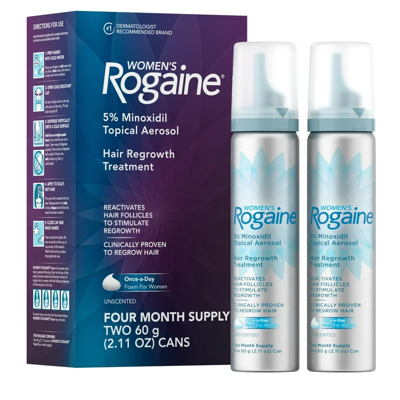 美國 倍健(落建) 女士 ROGAINE 5% Minoxidil Foam 生髮泡沫 (女士專用配方) 盒裝2支裝 – 共 4 個月用量 (美國代購) - Beauty Xtreme