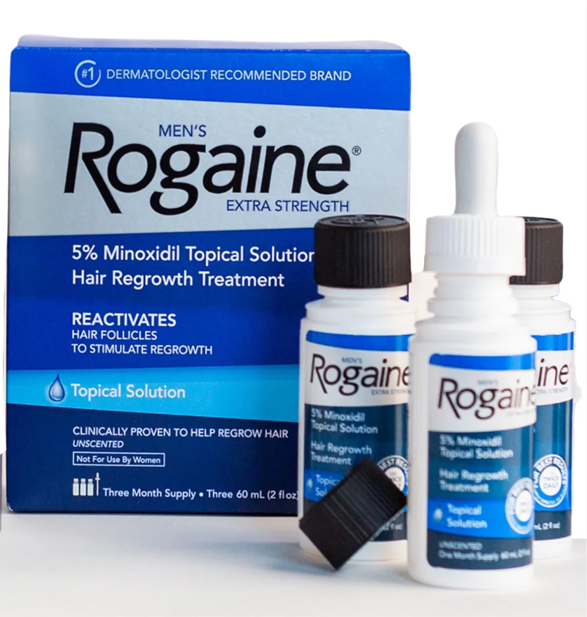 美國 倍健(落建) Rogaine Minoxidil 5% 男士生髮水 一盒三支 x 60ml – 共 3 個月用量 (美國代購) | 脫髮護理