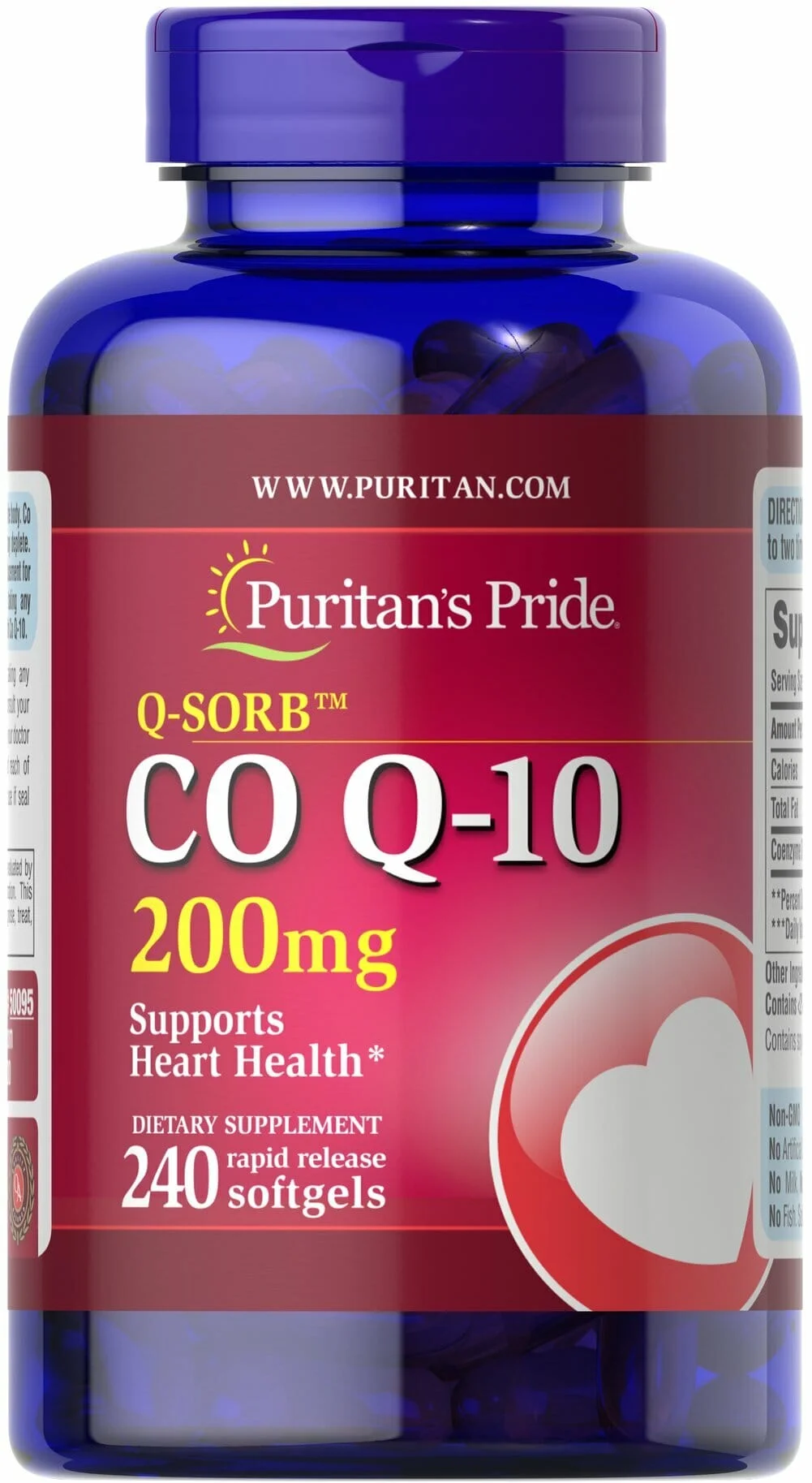 美國 Puritan's Pride CoQ10 200mg 高效用輔酵素軟膠囊 Q-SORB CO-Q10 輔酶Q10 (200mg * 240粒) - 圖片 7