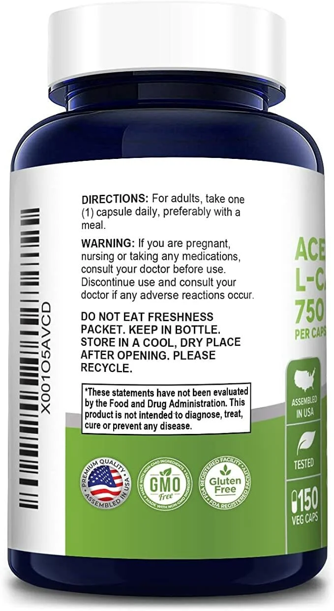美國 NusaPure 乙醯左旋肉鹼 Acetyl L-Carnitine (ALC) 750mg - 150 粒 - 圖片 2