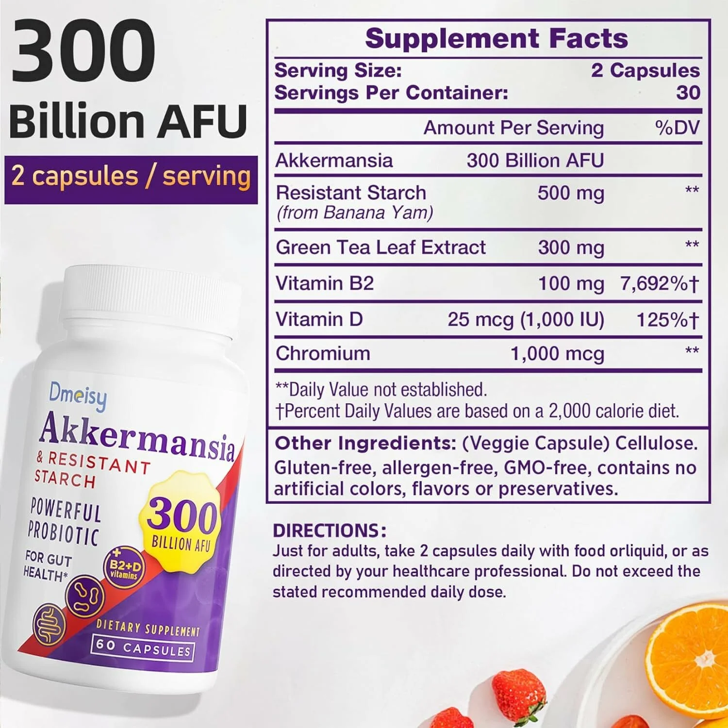 美國 Demisy AKK 益生菌 300億 AFU | 嗜粘蛋白阿克曼氏菌 促進 GLP-1 瘦身修復腸道屏障 60粒膠囊 - 圖片 1