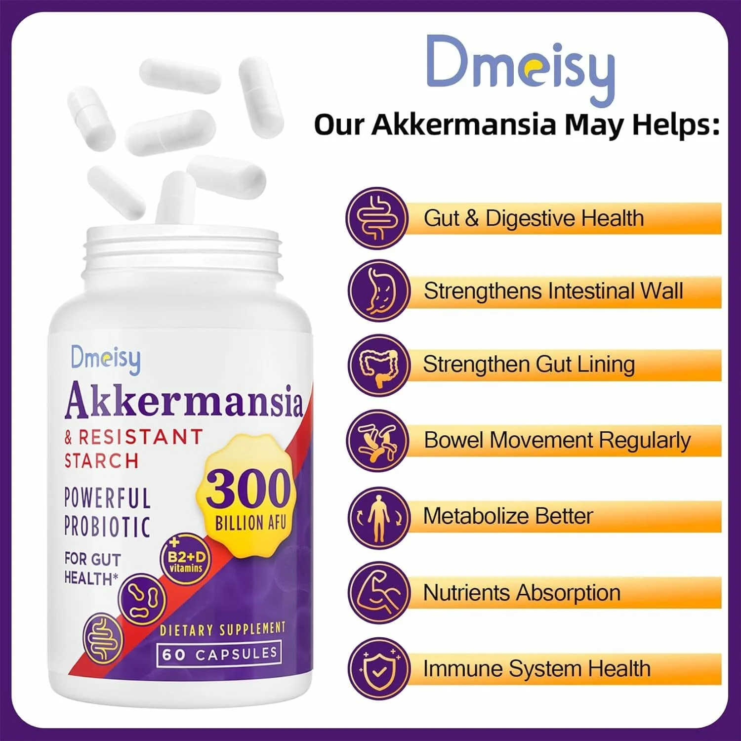 美國 Demisy AKK 益生菌 300億 AFU | 嗜粘蛋白阿克曼氏菌 促進 GLP-1 瘦身修復腸道屏障 60粒膠囊 - 圖片 4