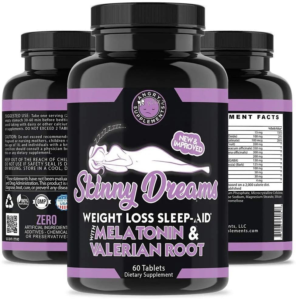 Angry Supplements Skinny Dreams, All Natural Weight Loss Nighttime Sleep Aid, Overnight Fat Burner, Appetite Suppressant (60 Capsules) - Image 4