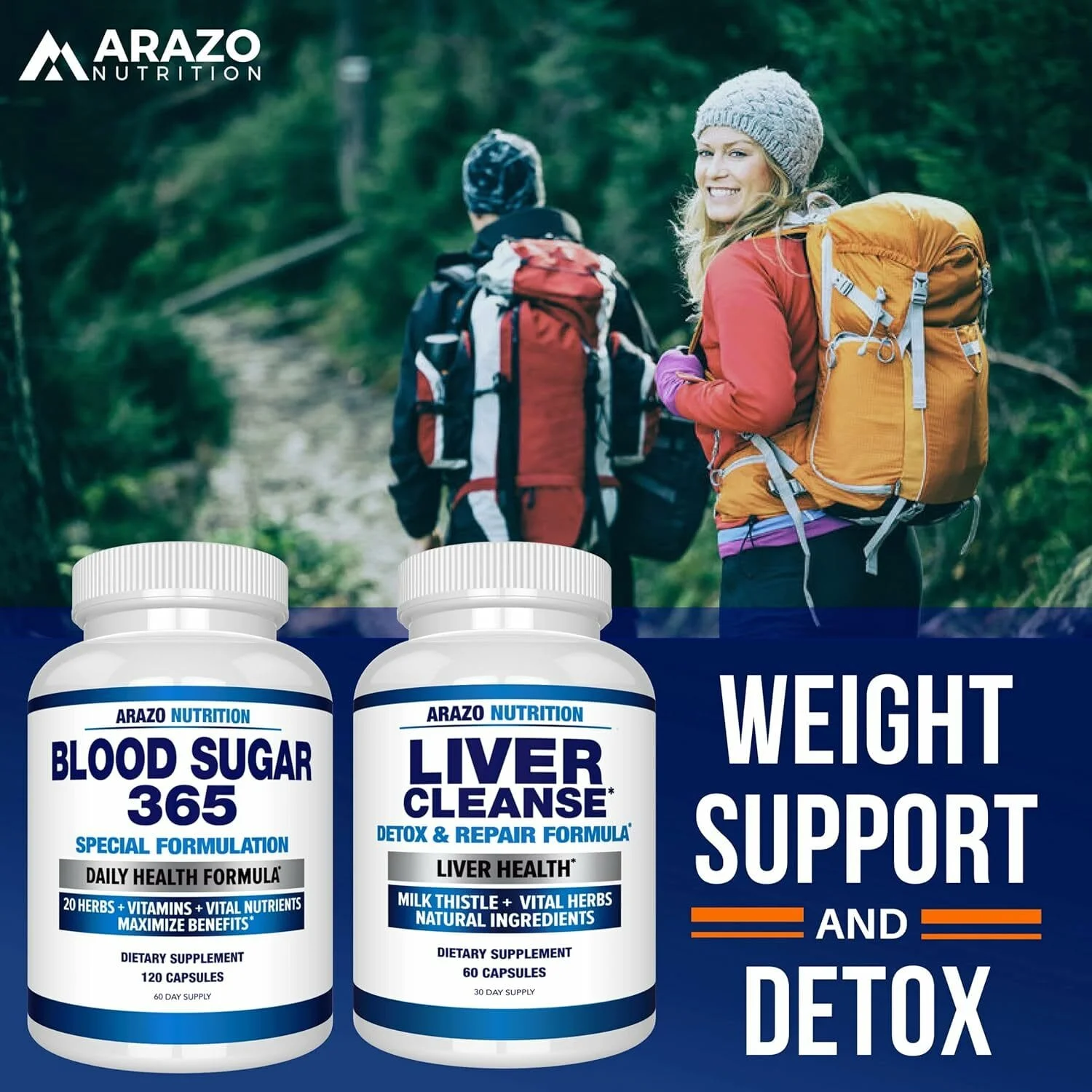 美國 Arazo Nutrition 血糖 365 膳食補充劑 支持健康能量水平 120 粒草本膠囊 - 60 天的供應量 - 圖片 5