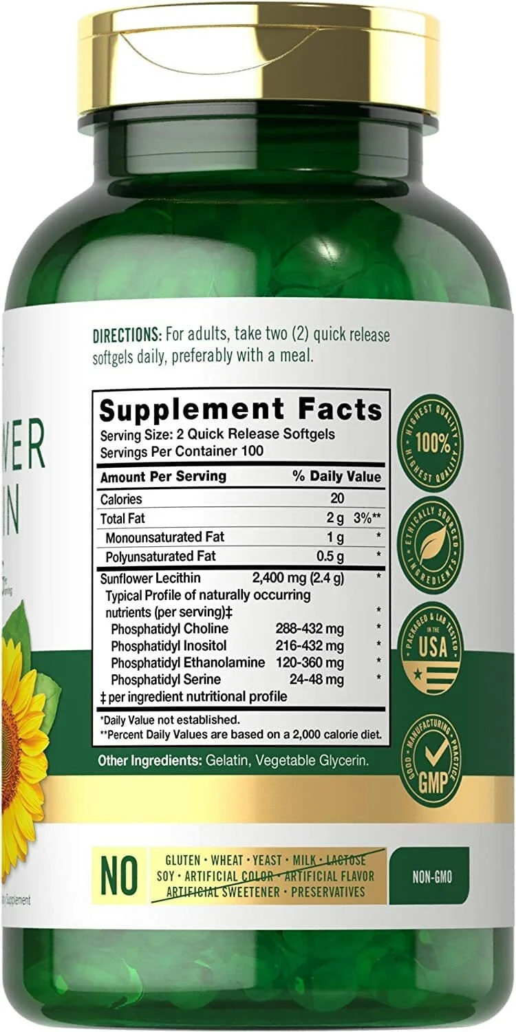 Carlyle Sunflower Lecithin 2400mg | 200 Softgels - Image 1