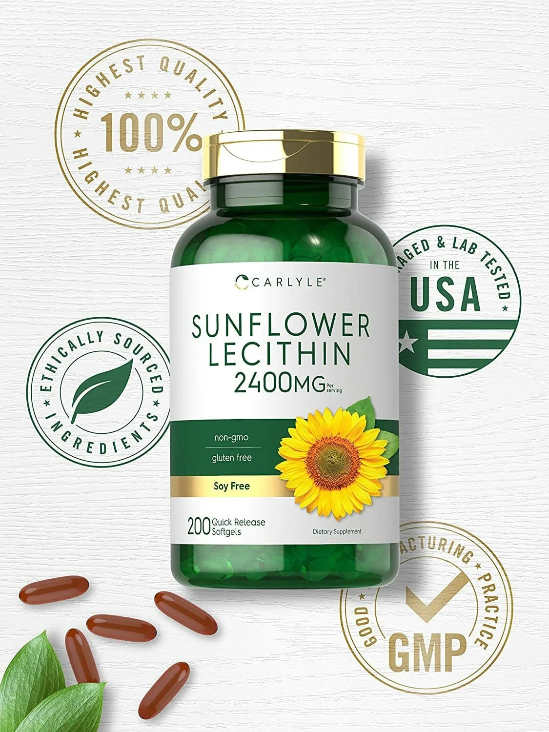 Carlyle Sunflower Lecithin 2400mg | 200 Softgels - Image 2