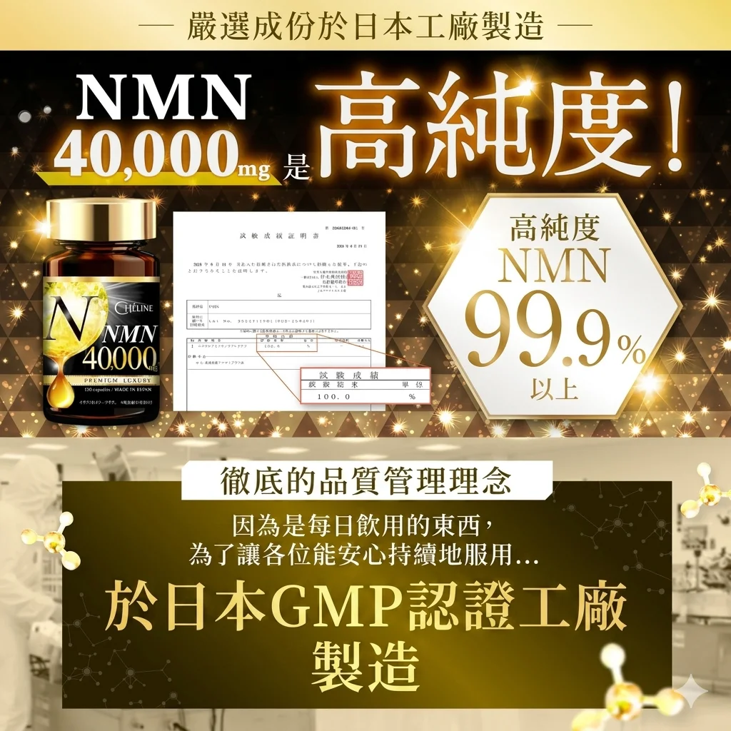 日本 CHELINE NMN 40,000mg 高純度逆齡修復膠囊 (120粒/40日份) | 日本製造・純度99.9% - 圖片 2
