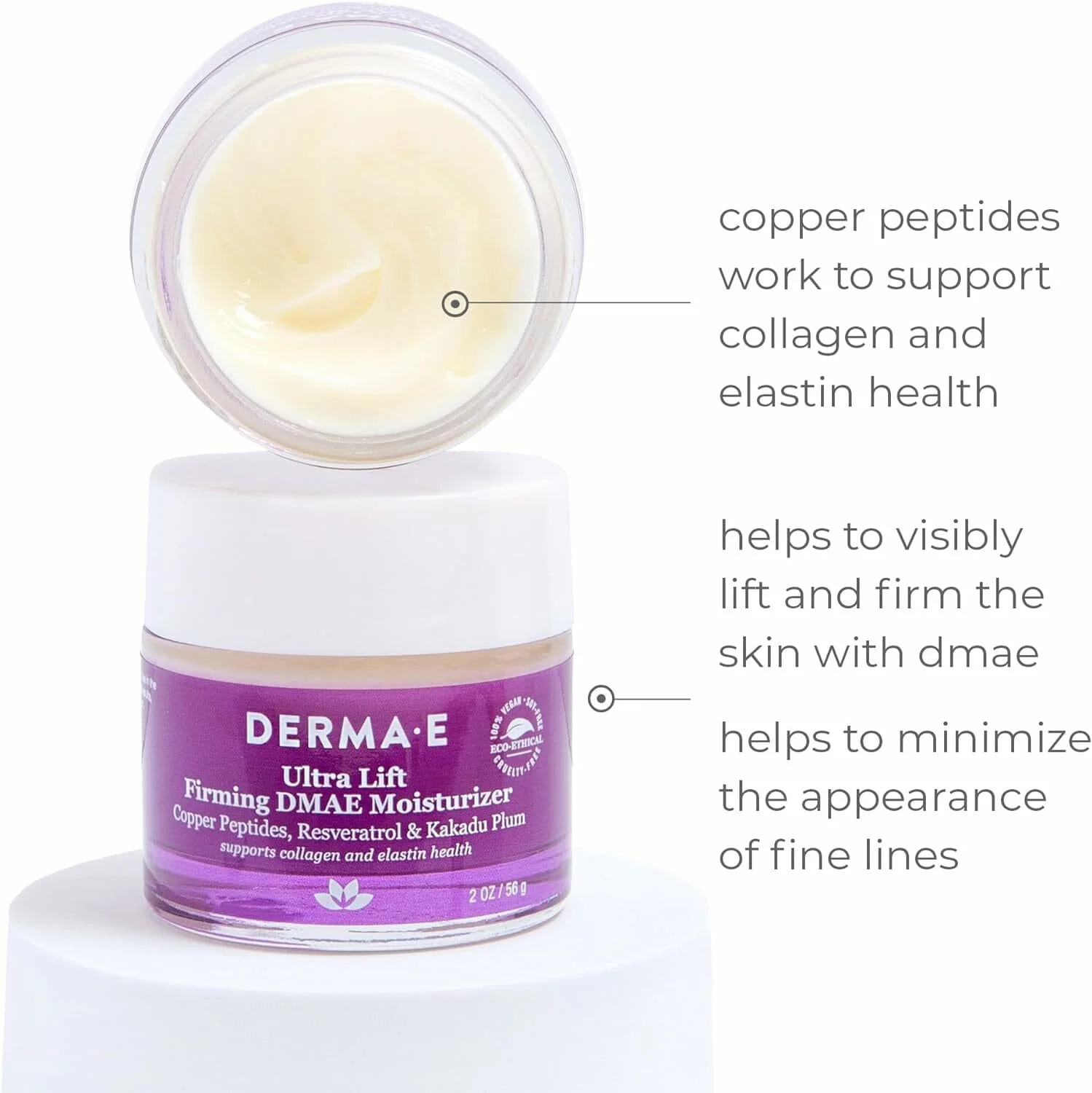 Derma E Firming DMAE Moisturizer with Copper Peptides GHK-Cu (56g) | Collagen & Elastin Support, Resveratrol Anti-Aging Cream - Image 3
