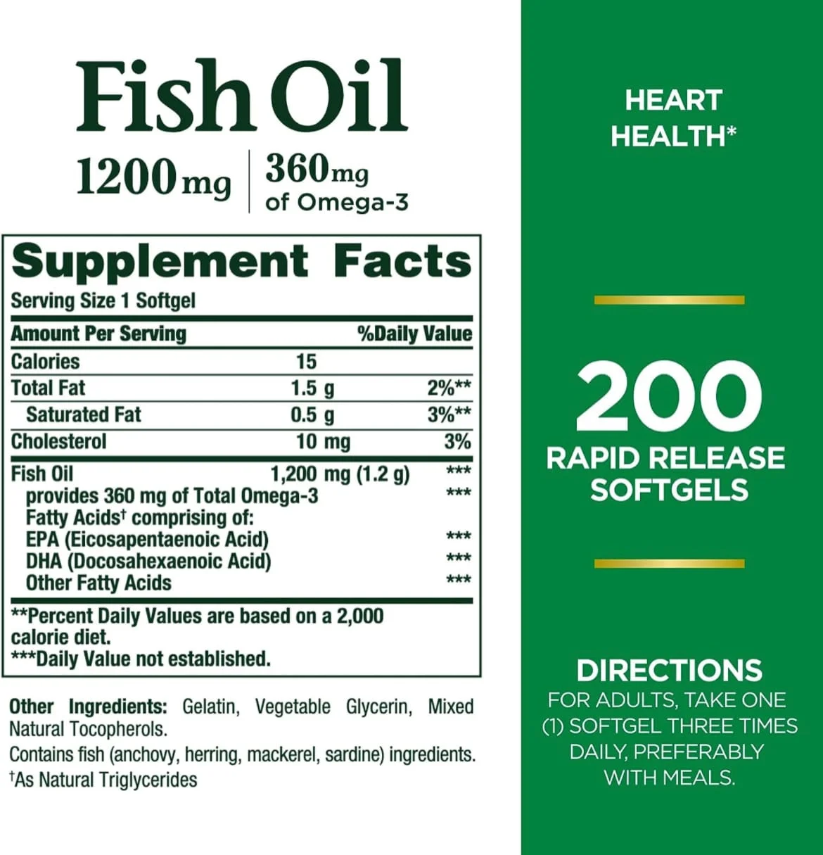 美國 Nature's Bounty 深海魚油 1200mg (200粒大瓶裝) | 高純度 Omega-3 護心通血管 無腥味配方 經檢測除水銀 - 圖片 1