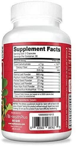 Health Plus Super Colon Cleanse: 10-Day Cleanse -Detox | More than 1 Cleanse, 60 Count (Pack of 1) - Image 1