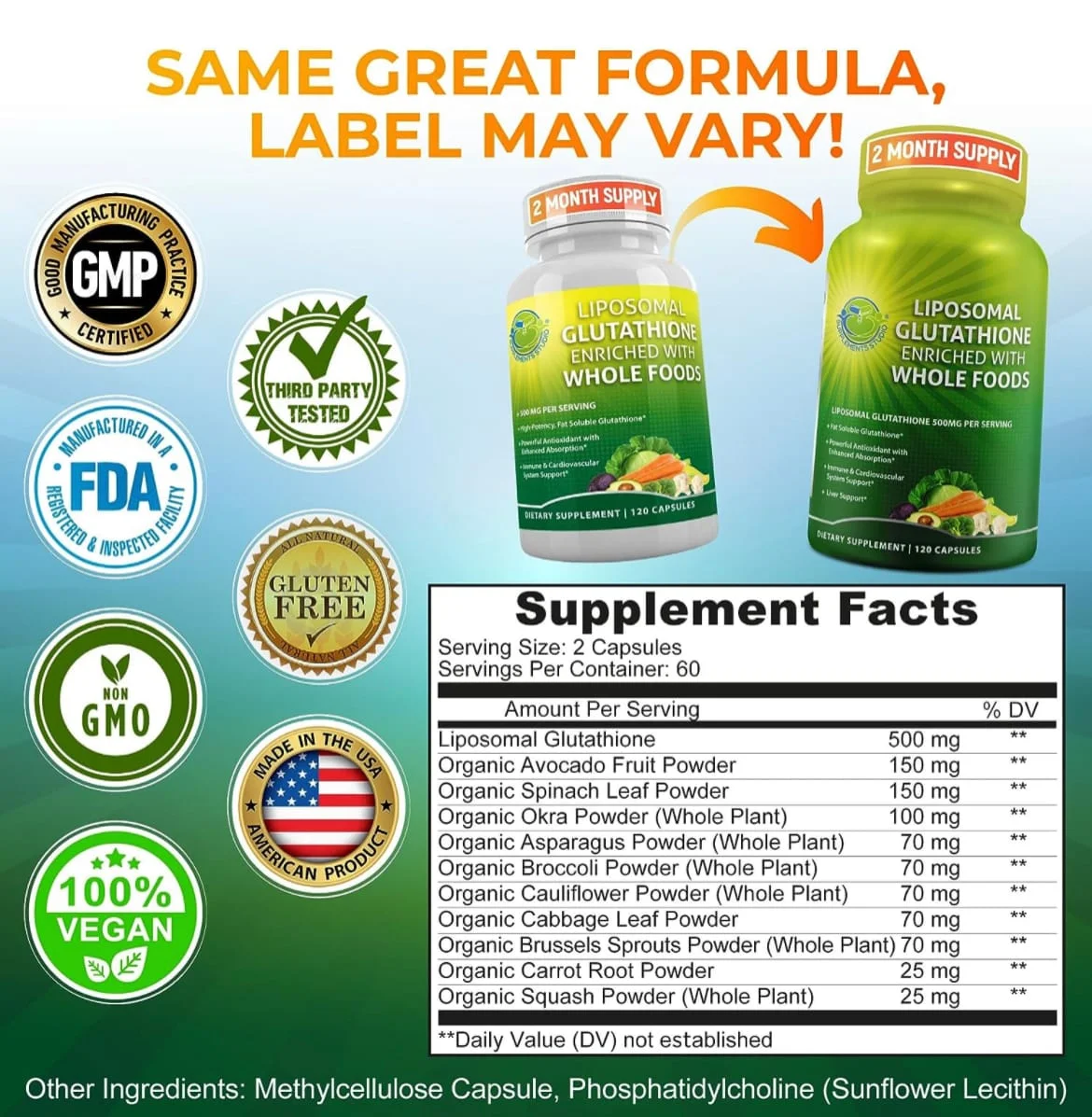 美國 Supplements Studio 脂質體穀胱甘肽 500mg (120粒裝) | Liposomal高吸收 抗氧美白去斑 肝臟排毒解酒 免疫力 - 圖片 1