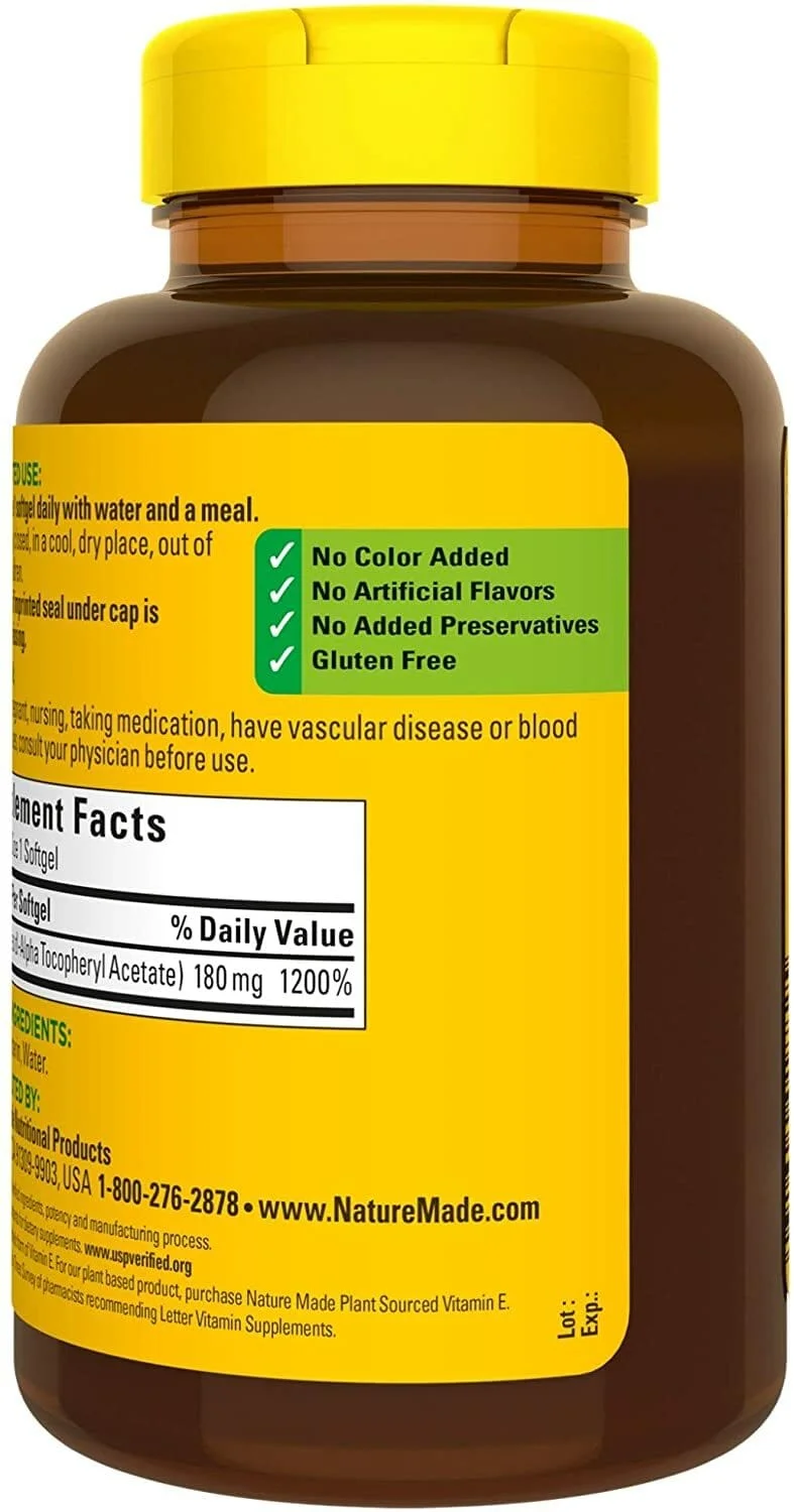 Nature Made Vitamin E 180 mg (400 IU) dl-Alpha, Dietary Supplement for Antioxidant Support, 300 Softgels, 300 Day Supply - Image 4