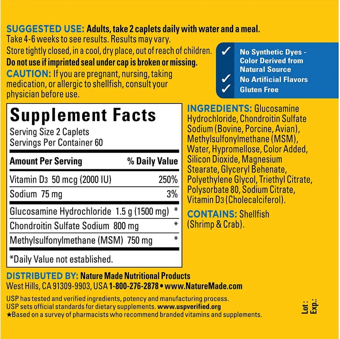 Nature Made Glucosamine Chondroitin Complex with MSM, Dietary Supplement for Joint Support, 120 Caplets, 60 Day Supply - Image 1
