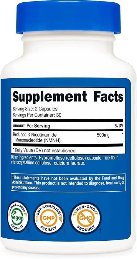 Nutricost NMNH 500mg Cellular Rejuvenation Repair Capsules - Image 2