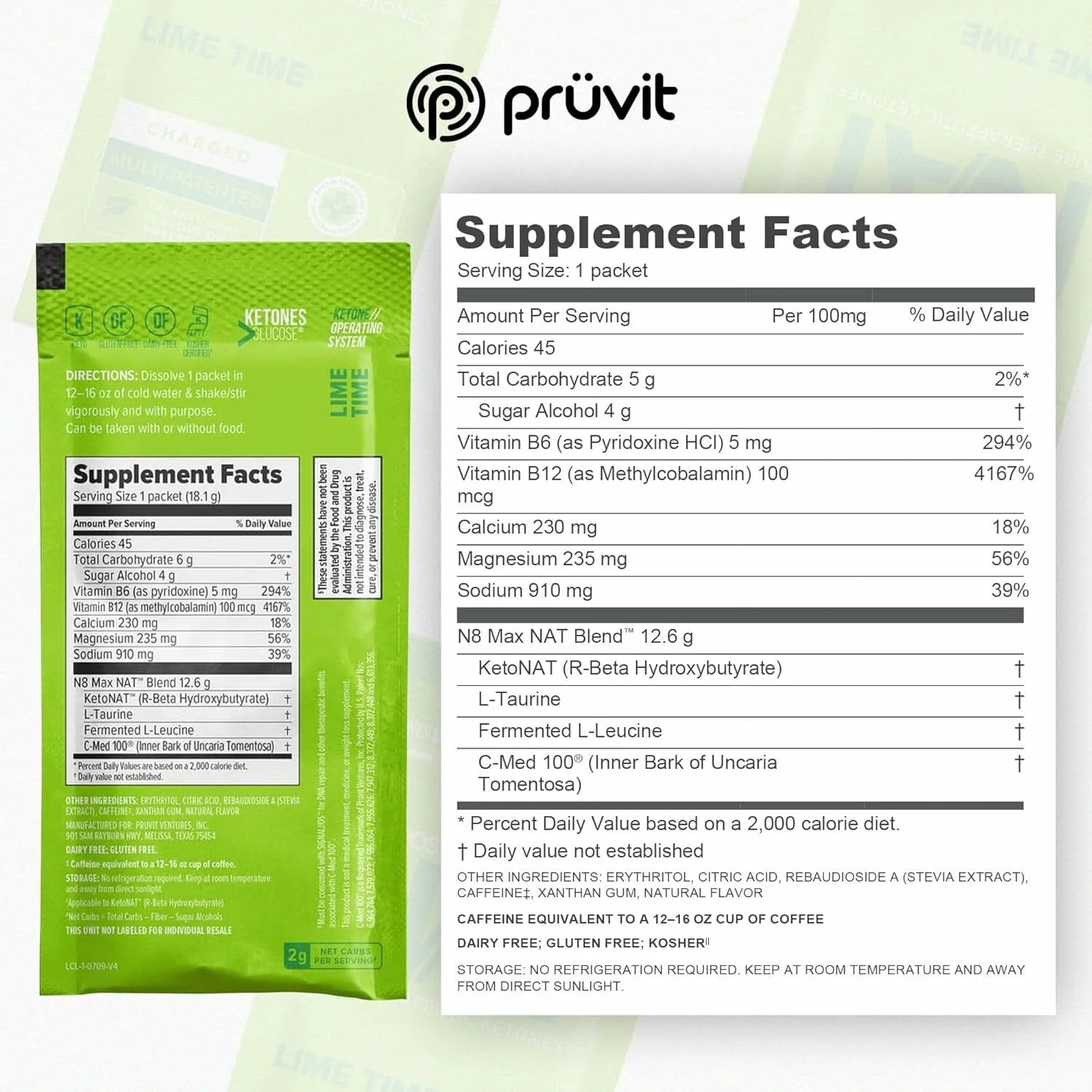 美國 Pruvit KETO//OS® NAT™ 青檸味外源生酮飲 (20包裝/含咖啡因) | 59分鐘極速入酮 獨家專利N8配方 燃脂提神 - 圖片 1
