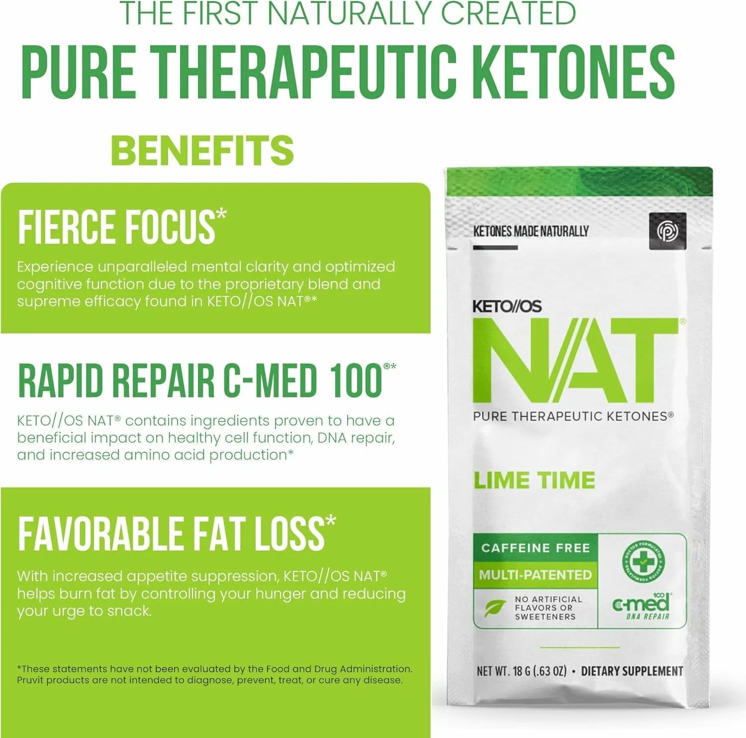 Pruvit KETO//OS® NAT™ 酮能源系統® 致純系列™ 青檸味(不含咖啡因) 20包裝 - 圖片 3