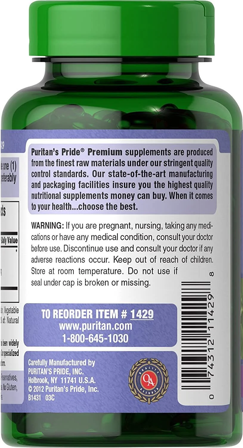 Puritans Pride Bilberry Extract 1000mg, 180 Softgels - Image 4