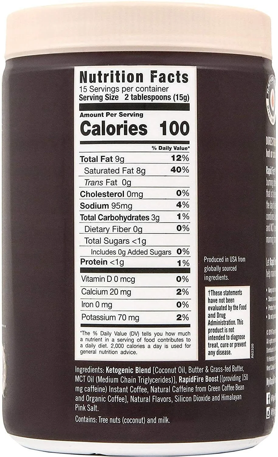 RAPIDFIRE Keto Coffee Mix, Original, 7.93 Ounce - Image 1