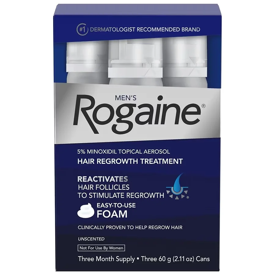 Men's Rogaine 5% Minoxidil Foam for Hair Loss and Hair Regrowth, Topical Treatment for Thinning Hair, 3-Month Supply (US Direct) - Image 1